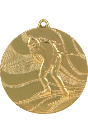 Medal złoty biathlon z miejscem na emblemat 25 mm - medal stalowy